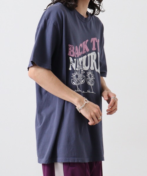 MODISH GAZE(モディシュガゼ)の「MODISH GAZE BACK TO NATURE ピグメント加工 ビッグシルエットTシャツ 半袖(Tシャツ/カットソー・メンズ・アイボリー/ネイビー/スミクロ・F)」の7枚目の写真