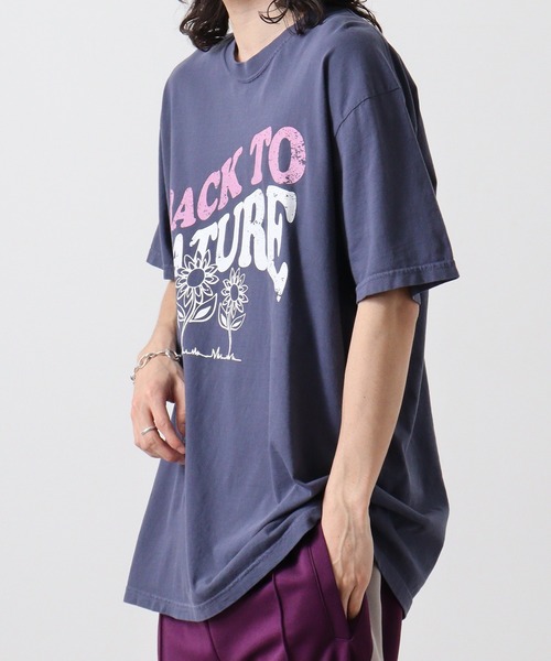 MODISH GAZE(モディシュガゼ)の「MODISH GAZE BACK TO NATURE ピグメント加工 ビッグシルエットTシャツ 半袖(Tシャツ/カットソー・メンズ・アイボリー/ネイビー/スミクロ・F)」の6枚目の写真