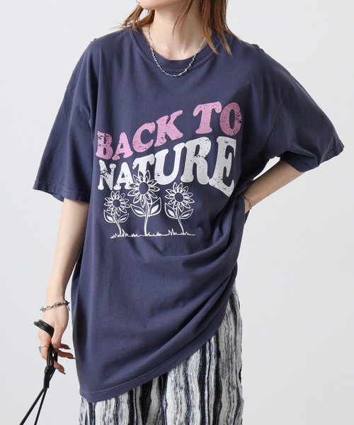 MODISH GAZE(モディシュガゼ)の「MODISH GAZE BACK TO NATURE ピグメント加工 ビッグシルエットTシャツ 半袖(Tシャツ/カットソー・メンズ・アイボリー/ネイビー/スミクロ・F)」の11枚目の写真