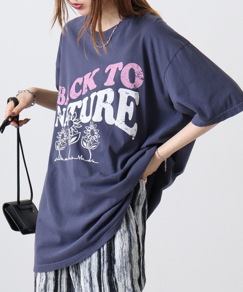MODISH GAZE(モディシュガゼ)の「MODISH GAZE BACK TO NATURE ピグメント加工 ビッグシルエットTシャツ 半袖(Tシャツ/カットソー・メンズ・アイボリー/ネイビー/スミクロ・F)」の13枚目の写真