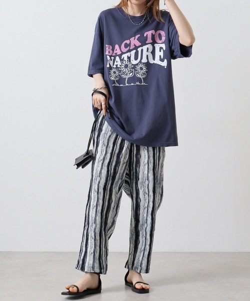 MODISH GAZE(モディシュガゼ)の「MODISH GAZE BACK TO NATURE ピグメント加工 ビッグシルエットTシャツ 半袖(Tシャツ/カットソー・メンズ・アイボリー/ネイビー/スミクロ・F)」の15枚目の写真