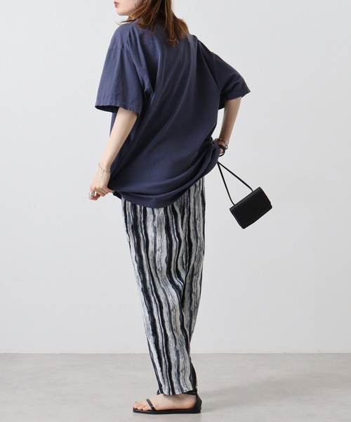 MODISH GAZE(モディシュガゼ)の「MODISH GAZE BACK TO NATURE ピグメント加工 ビッグシルエットTシャツ 半袖(Tシャツ/カットソー・メンズ・アイボリー/ネイビー/スミクロ・F)」の16枚目の写真