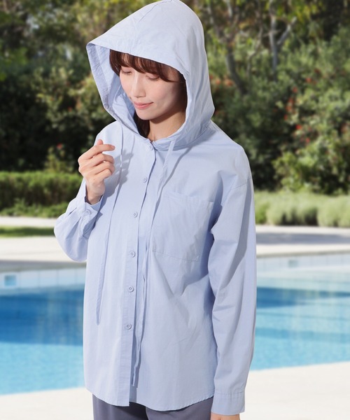 セール】【2点セット】フード付き 前開き ボタン シアー ラッシュ