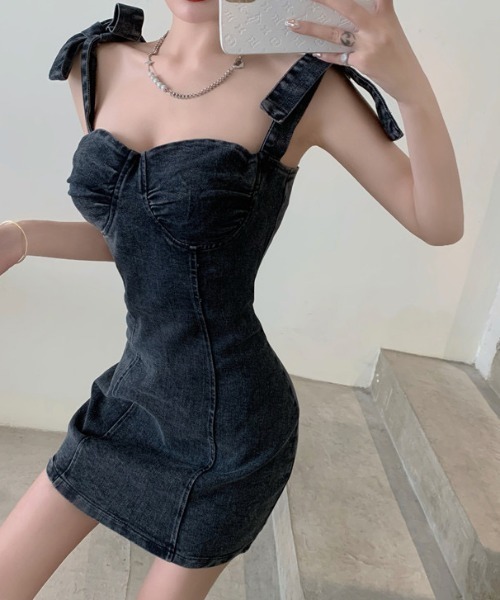 マリーンセル デニムワンピース ミニワンピース マリーンセル デニム