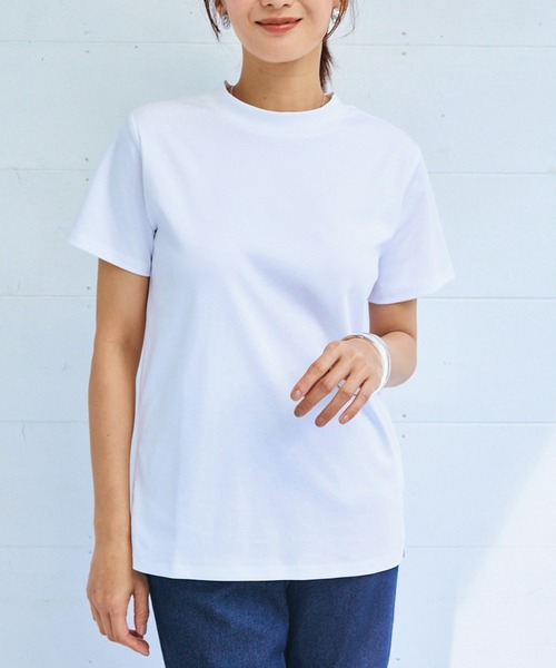CROSS FUNCTION(クロスファンクション)の「《シワになりにくい・なめらか》正解ハイネックTシャツ【CF/クロスファンクション】(Tシャツ/カットソー・レディース・ブラック/ラベンダー/サックスブルー/オフホワイト・M/L/LL/3L/4L)」の1枚目の写真