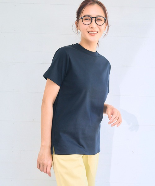 CROSS FUNCTION(クロスファンクション)の「《シワになりにくい・なめらか》正解ハイネックTシャツ【CF/クロスファンクション】(Tシャツ/カットソー・レディース・ブラック/ラベンダー/サックスブルー/オフホワイト・M/L/LL/3L/4L)」の18枚目の写真
