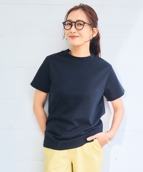 CROSS FUNCTION(クロスファンクション)の「《シワになりにくい・なめらか》正解ハイネックTシャツ【CF/クロスファンクション】(Tシャツ/カットソー・レディース・ブラック/ラベンダー/サックスブルー/オフホワイト・M/L/LL/3L/4L)」の21枚目の写真