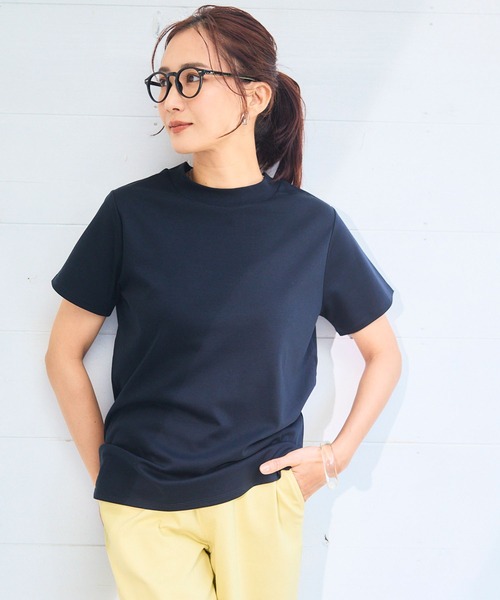 CROSS FUNCTION(クロスファンクション)の「《シワになりにくい・なめらか》正解ハイネックTシャツ【CF/クロスファンクション】(Tシャツ/カットソー・レディース・ブラック/ラベンダー/サックスブルー/オフホワイト・M/L/LL/3L/4L)」の22枚目の写真