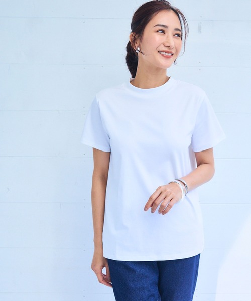 CROSS FUNCTION(クロスファンクション)の「《シワになりにくい・なめらか》正解ハイネックTシャツ【CF/クロスファンクション】(Tシャツ/カットソー・レディース・ブラック/ラベンダー/サックスブルー/オフホワイト・M/L/LL/3L/4L)」の11枚目の写真