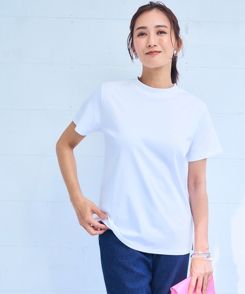 CROSS FUNCTION(クロスファンクション)の「《シワになりにくい・なめらか》正解ハイネックTシャツ【CF/クロスファンクション】(Tシャツ/カットソー・レディース・ブラック/ラベンダー/サックスブルー/オフホワイト・M/L/LL/3L/4L)」の12枚目の写真