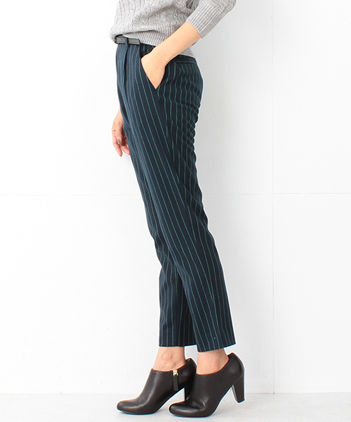 BEAMS LIGHTS Women's（ビームスライツ ウィメンズ）の「BEAMS LIGHTS / ウォッシャブル ベルト付ストライプパンツ（その他パンツ・レディース・グレー/ブラック/ネイビー・36/40/38）」の21枚目の写真