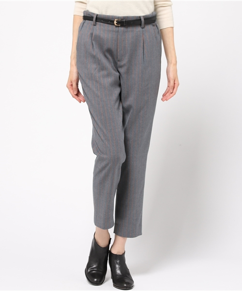 BEAMS LIGHTS Women's（ビームスライツ ウィメンズ）の「BEAMS LIGHTS / ウォッシャブル ベルト付ストライプパンツ（その他パンツ・レディース・グレー/ブラック/ネイビー・36/40/38）」の3枚目の写真