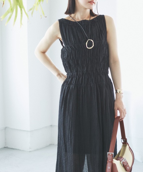 VIS（ビス）の「シャーリングロングドレス（ワンピース・レディース・ブラック/サックスブルー・FREE）」の17枚目の写真