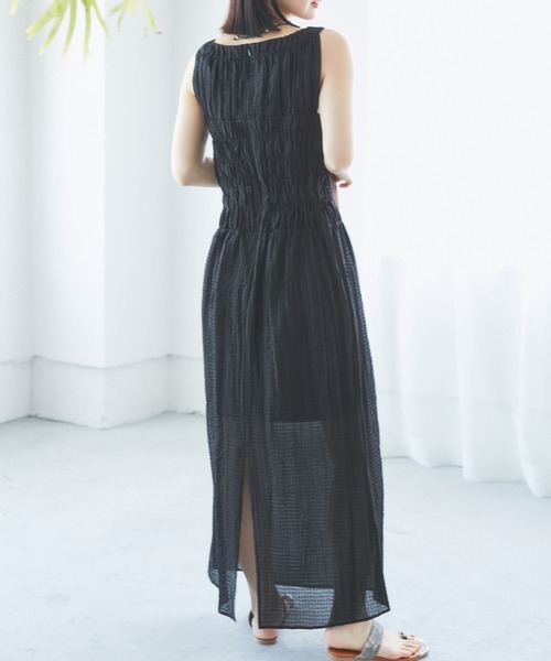 VIS（ビス）の「シャーリングロングドレス（ワンピース・レディース・ブラック/サックスブルー・FREE）」の18枚目の写真
