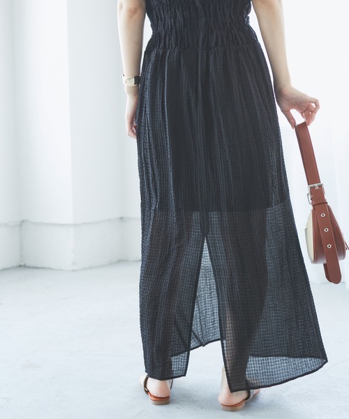 VIS（ビス）の「シャーリングロングドレス（ワンピース・レディース・ブラック/サックスブルー・FREE）」の19枚目の写真