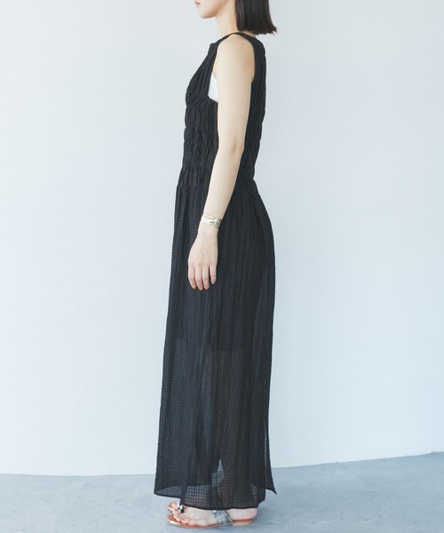 VIS（ビス）の「シャーリングロングドレス（ワンピース・レディース・ブラック/サックスブルー・FREE）」の21枚目の写真