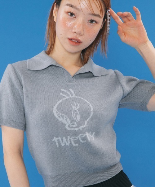 Tシャツ・カットソー NASTY FANCY CLUB[FANCY X TW]TWEETY COLLAR KNIT C/TEE 4BTR899 NASTY FANCY CLUB [FANCY X TW] SWEET TWEETY CROP TEE 4BTR900