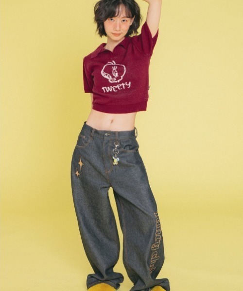 Tシャツ・カットソー NASTY FANCY CLUB[FANCY X TW]TWEETY COLLAR KNIT C/TEE 4BTR899 A'GEM/9 × .kom 『 FANCY CLUB/ファンシークラブ』 TWEETY