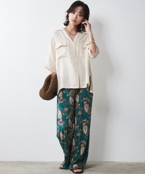 CHIC STYLE(シックスタイル)の「<大きいサイズ>アウトポケットソフトシャツ シックスタイル(シャツ/ブラウス・レディース・ブラック/ベージュ/モカ・LL/3L/4L/5L/L)」の15枚目の写真