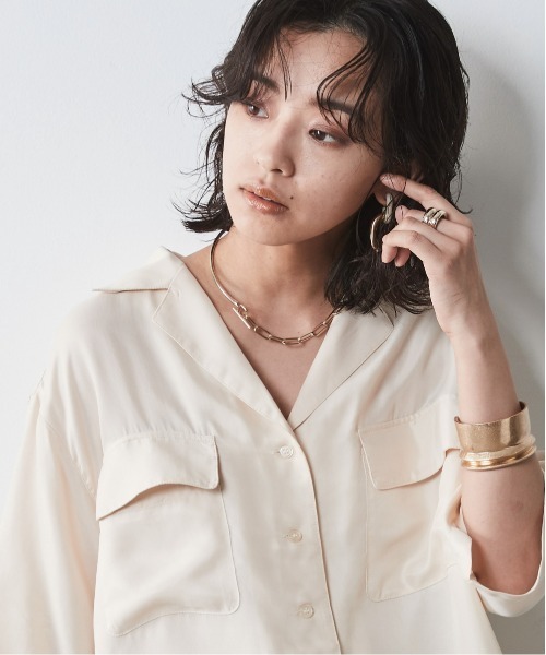 CHIC STYLE(シックスタイル)の「<大きいサイズ>アウトポケットソフトシャツ シックスタイル(シャツ/ブラウス・レディース・ブラック/ベージュ/モカ・LL/3L/4L/5L/L)」の19枚目の写真
