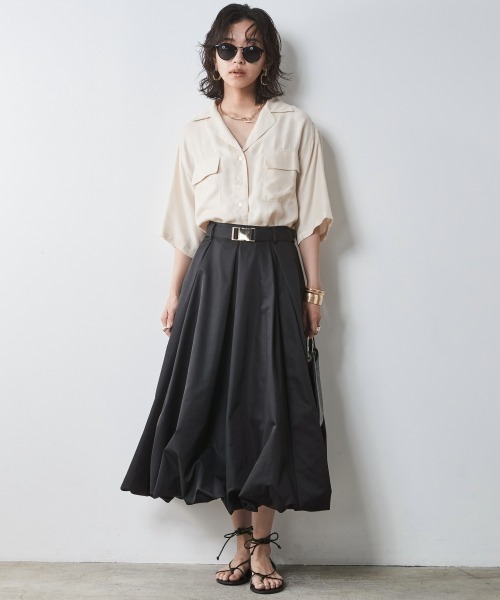 CHIC STYLE(シックスタイル)の「<大きいサイズ>アウトポケットソフトシャツ シックスタイル(シャツ/ブラウス・レディース・ブラック/ベージュ/モカ・LL/3L/4L/5L/L)」の5枚目の写真