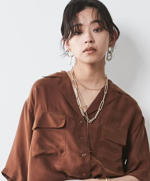 CHIC STYLE(シックスタイル)の「<大きいサイズ>アウトポケットソフトシャツ シックスタイル(シャツ/ブラウス・レディース・ブラック/ベージュ/モカ・LL/3L/4L/5L/L)」の20枚目の写真