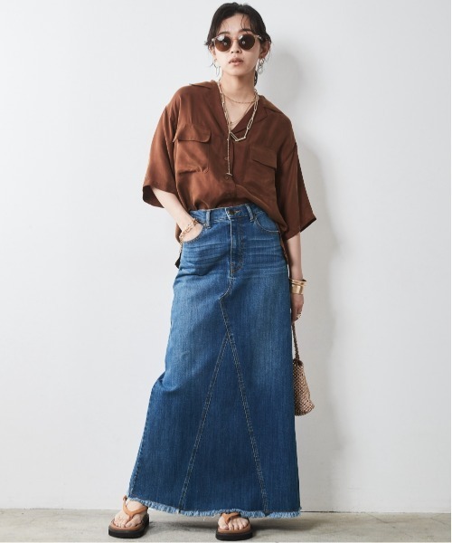 CHIC STYLE(シックスタイル)の「<大きいサイズ>アウトポケットソフトシャツ シックスタイル(シャツ/ブラウス・レディース・ブラック/ベージュ/モカ・LL/3L/4L/5L/L)」の8枚目の写真