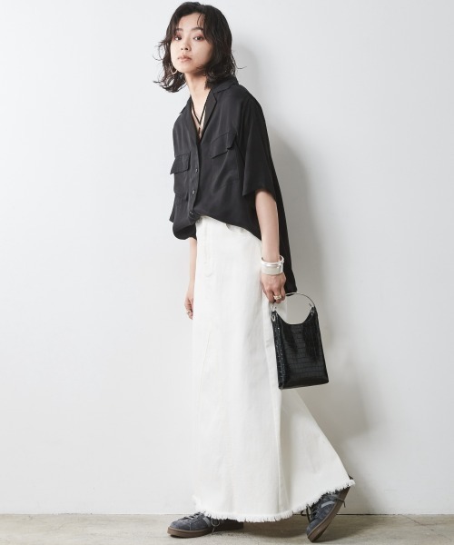 CHIC STYLE(シックスタイル)の「<大きいサイズ>アウトポケットソフトシャツ シックスタイル(シャツ/ブラウス・レディース・ブラック/ベージュ/モカ・LL/3L/4L/5L/L)」の14枚目の写真