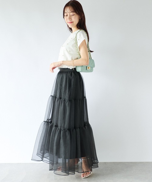 La boutique BonBon(ラブティックボンボン)の「パールフレンチカットソー(Tシャツ/カットソー・レディース・オフホワイト/ブラック/スカイブルー・FREE)」の7枚目の写真