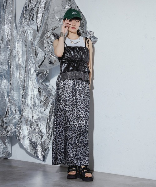 セール】Glossy satin グリッターコンビビスチェ（キャミソール