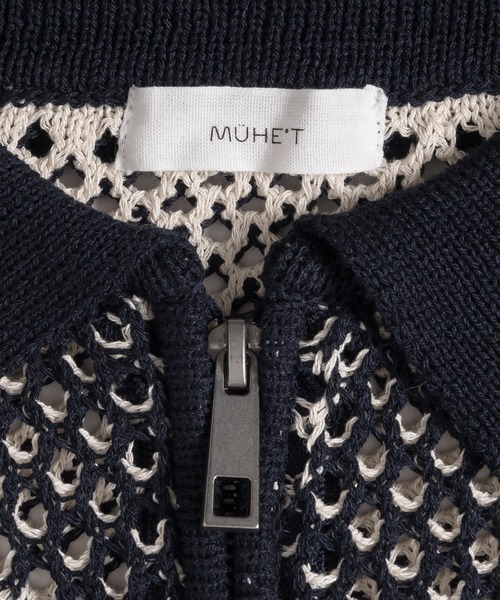 MUHET（ミュエータ）の「ハーフジップメッシュニット（ニット/セーター・レディース・アイボリー/ブラウン/ネイビー・X-LARGE/MEDIUM）」の10枚目の写真