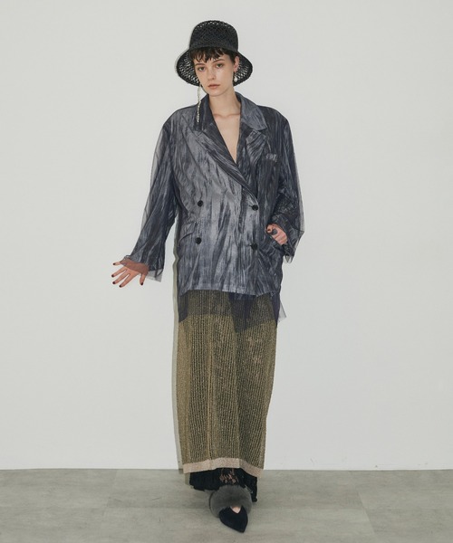 LA BELLE ETUDE（ラベルエチュード）の「ラメメッシュニットシアースカート（スカート・レディース・シルバー/カーキ/ライトパープル・FREE）」の16枚目の写真