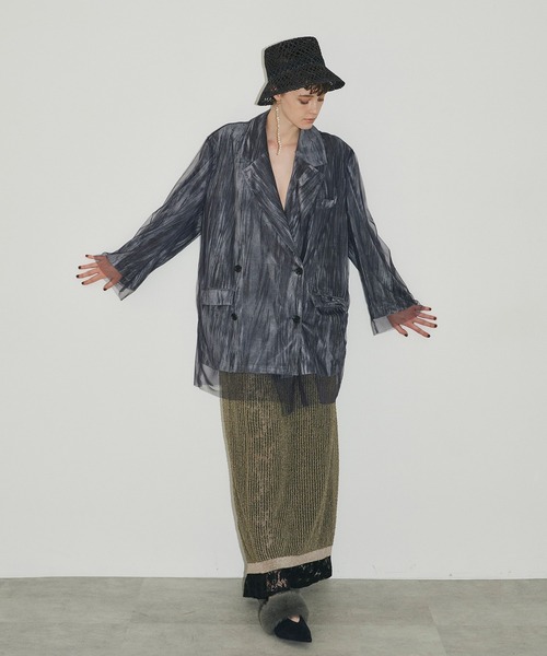 LA BELLE ETUDE（ラベルエチュード）の「ラメメッシュニットシアースカート（スカート・レディース・シルバー/カーキ/ライトパープル・FREE）」の17枚目の写真