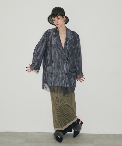 LA BELLE ETUDE（ラベルエチュード）の「ラメメッシュニットシアースカート（スカート・レディース・シルバー/カーキ/ライトパープル・FREE）」の18枚目の写真