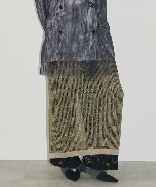 LA BELLE ETUDE（ラベルエチュード）の「ラメメッシュニットシアースカート（スカート・レディース・シルバー/カーキ/ライトパープル・FREE）」の22枚目の写真