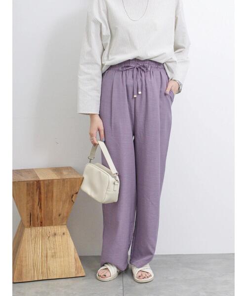 Samansa Mos2 blue（サマンサモスモスブルー）の「リネンタッチイージーパンツ（その他パンツ・レディース・チャコールグレー/カーキ/パープル・F）」の3枚目の写真