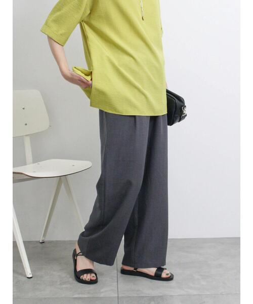 Samansa Mos2 blue（サマンサモスモスブルー）の「リネンタッチイージーパンツ（その他パンツ・レディース・チャコールグレー/カーキ/パープル・F）」の12枚目の写真