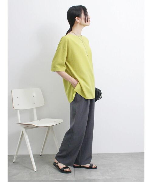 Samansa Mos2 blue（サマンサモスモスブルー）の「リネンタッチイージーパンツ（その他パンツ・レディース・チャコールグレー/カーキ/パープル・F）」の9枚目の写真