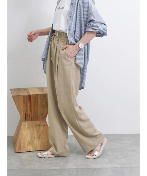 Samansa Mos2 blue（サマンサモスモスブルー）の「リネンタッチイージーパンツ（その他パンツ・レディース・チャコールグレー/カーキ/パープル・F）」の7枚目の写真