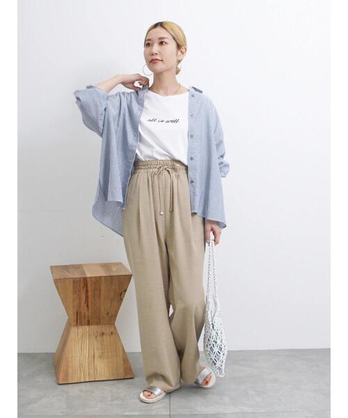 Samansa Mos2 blue（サマンサモスモスブルー）の「リネンタッチイージーパンツ（その他パンツ・レディース・チャコールグレー/カーキ/パープル・F）」の5枚目の写真