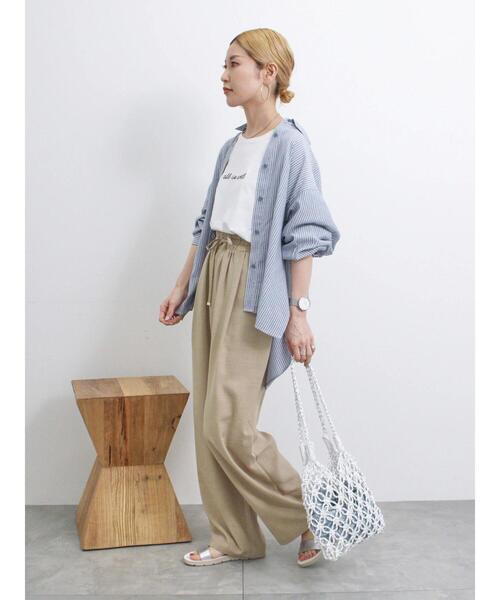 Samansa Mos2 blue（サマンサモスモスブルー）の「リネンタッチイージーパンツ（その他パンツ・レディース・チャコールグレー/カーキ/パープル・F）」の4枚目の写真