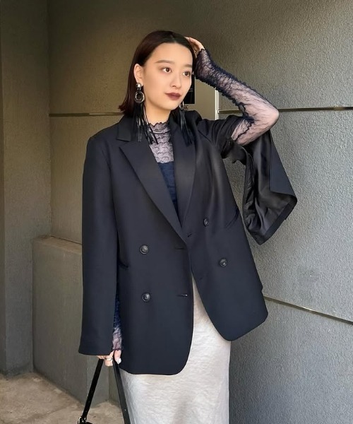 Lui's（ルイス）の「【 オケージョン◎ 】2WAYスリーブストレッチツイルオーバーダブルジャケット（テーラードジャケット・レディース・ベージュ/ブラック/オリーブ/グレー/ベージュ系その他/ダークグレー・FREE）」の15枚目の写真