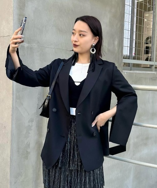 Lui's（ルイス）の「【 オケージョン◎ 】2WAYスリーブストレッチツイルオーバーダブルジャケット（テーラードジャケット・レディース・ベージュ/ブラック/オリーブ/グレー/ベージュ系その他/ダークグレー・FREE）」の17枚目の写真