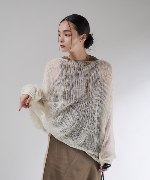 Shelly island(シェリーアイランド)の「モヘアタッチシアーイージーニット(ニット/セーター・レディース・ブラウン/パープル/ホワイト・FREE)」の20枚目の写真