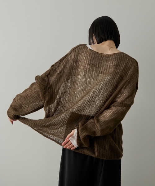 Shelly island(シェリーアイランド)の「モヘアタッチシアーイージーニット(ニット/セーター・レディース・ブラウン/パープル/ホワイト・FREE)」の9枚目の写真