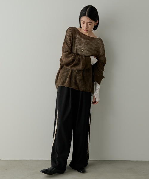 Shelly island(シェリーアイランド)の「モヘアタッチシアーイージーニット(ニット/セーター・レディース・ブラウン/パープル/ホワイト・FREE)」の11枚目の写真