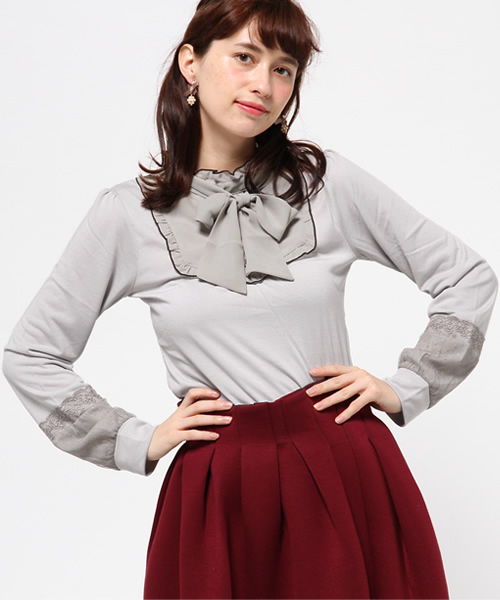 アクシーズファム ブラウス カットソー プルオーバー ボウタイ 長袖 M 紺 axes femme（アクシーズファム）の「ブラウス風カットプルオーバー（T