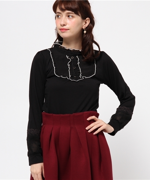 アクシーズファム ブラウス カットソー プルオーバー ボウタイ 長袖 M 紺 axes femme（アクシーズファム）の「ブラウス風カットプルオーバー（T