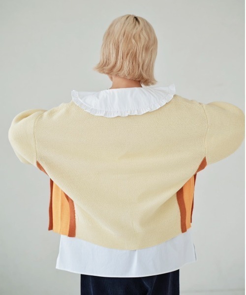 HCAE（エイチシーエーイー）の「HCAE カラーブロックニットカーディガン（カーディガン/ボレロ・レディース・ホワイト/ブラック/グレー・FREE）」の11枚目の写真