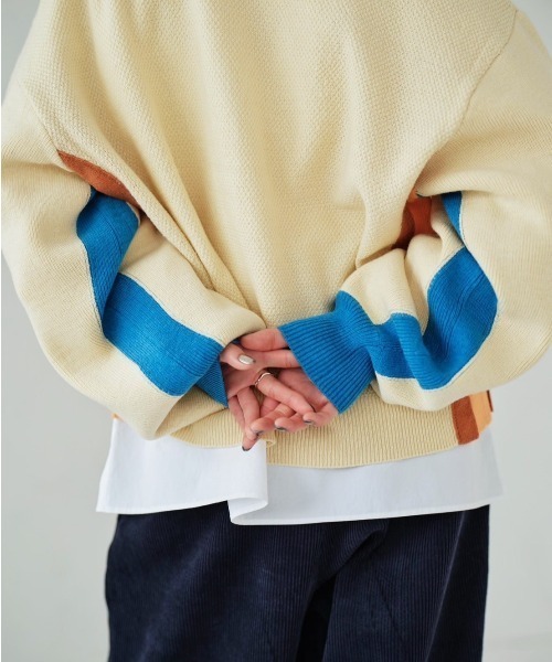 HCAE（エイチシーエーイー）の「HCAE カラーブロックニットカーディガン（カーディガン/ボレロ・レディース・ホワイト/ブラック/グレー・FREE）」の12枚目の写真